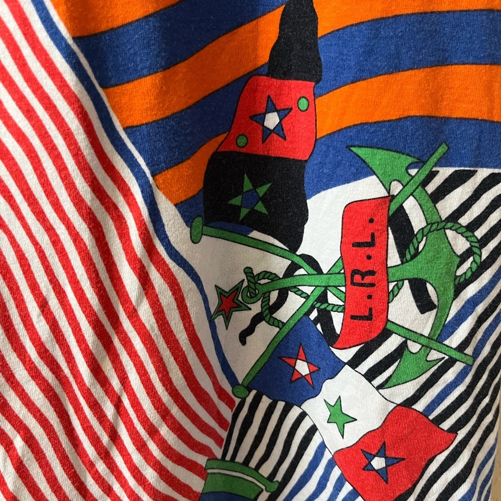 Lauren Ralph Lauren Women’s Nautical Print Cotton Scoop Neck Shirt Size M - Picture 3 of 8